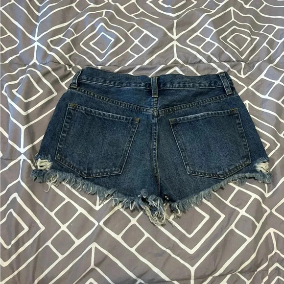 We The Free Free People Daisy Chain Blue Denim Cut-Off Shorts w/ Lace, Size 27 - Picture 11 of 12